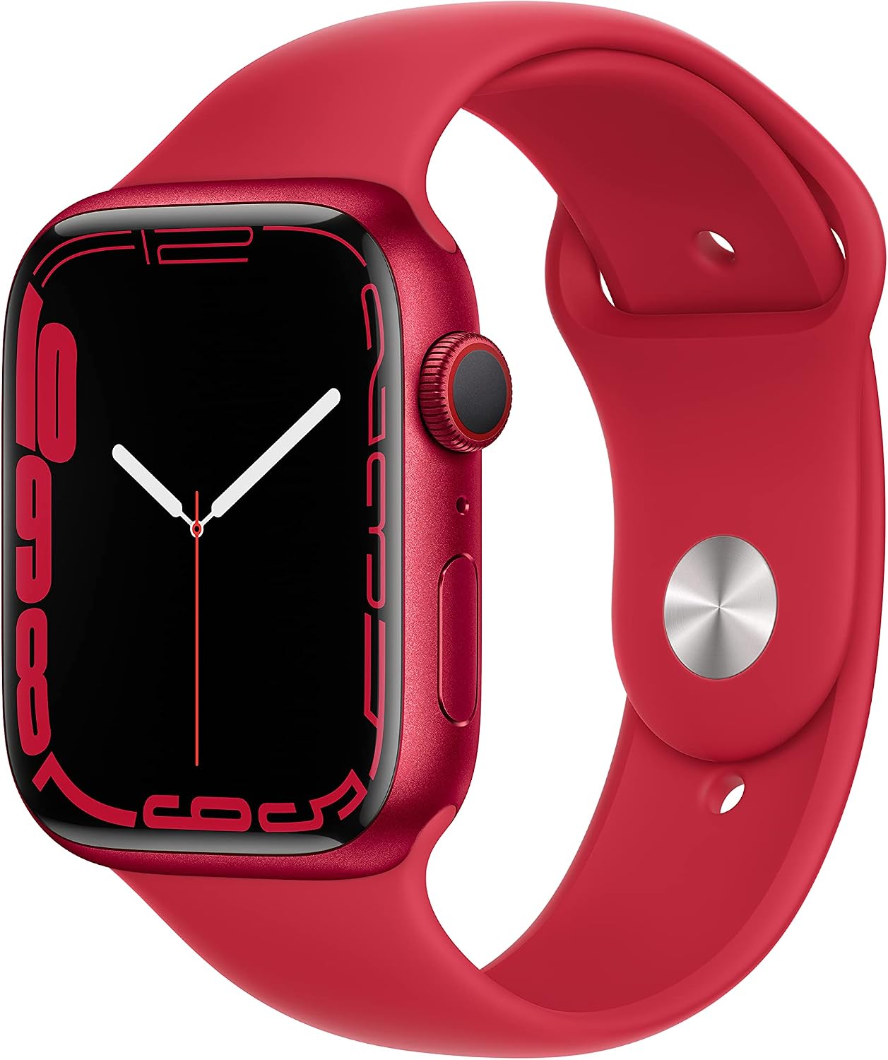 Apple Watch Series 7 (GPS + Cellular, 45mm) Red Aluminum Case with Red Sport Band (Renewed)