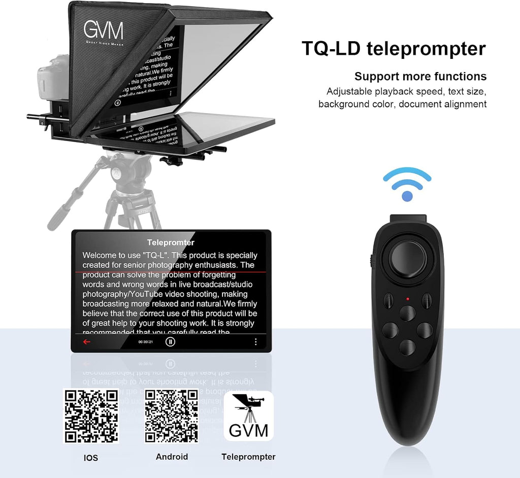 GVM Teleprompter Kit for Digital Cameras/camcorders Portable 18.5'' Teleprompter Kit with Remote Control & App,with 18.5' Android All-in-One Monitor and Carry Case