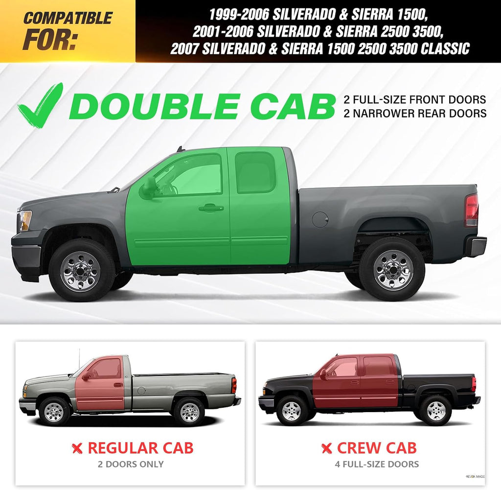 YZONA Running Boards Compatible with 1999-2006 Chevy Silverado & GMC Sierra 1500, 2001-2006 Chevrolet Silverado & GMC Sierra 2500 3500 HD Double/Extended Cab Side Steps, Nerf Bar Two Stairs Design