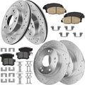 Brake Kit for 2006 2007 2009 2010 2011 Honda Civic, Brakes and Rotors Kit Front and Rear, Drilled and Slotted Replacement [10.3' Front & 10.24' Rear]