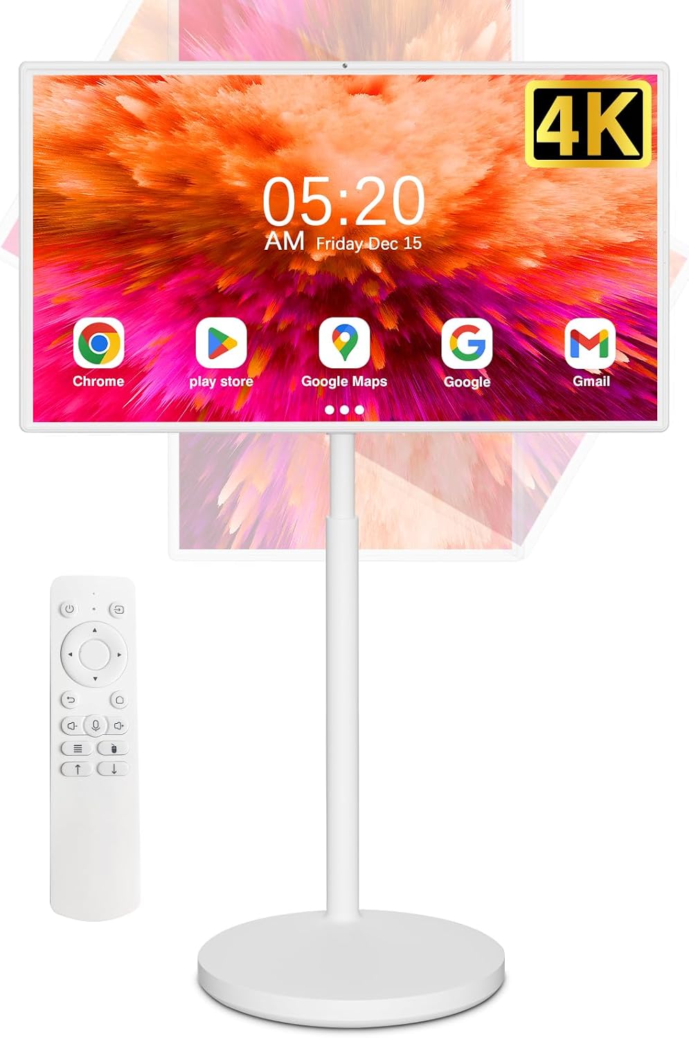 Portable TV on Wheels, Portable TV 4K Touch Screen TV, TV on Wheels 8G+128GB, Portable Smart TV Android 13, Built-in Battery(5-8H), Full Swivel Rotation, Remote Control (32 inches)