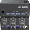 8K Triple Monitor KVM Switch 3 Monitors 2 Computers, 2 Displayport + HDMI USB3.0 KVM Switch with 4 USB 3.0 Port for Keyboard(203DH-1)
