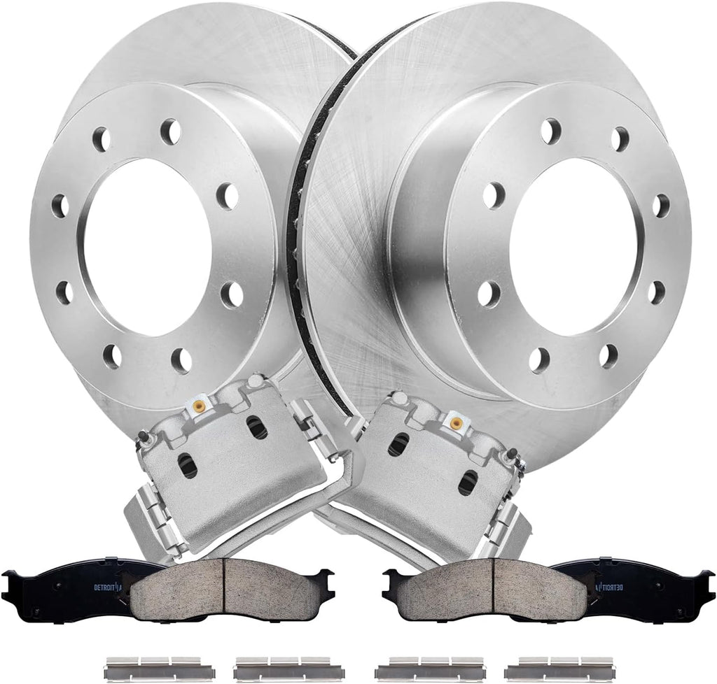 Detroit Axle - Front Brake Kit for 03-08 Dodge Ram 2500 3500, 13.91'' inch Disc Brake Rotors Brake Calipers Ceramic Brake Pads 2003 2004 2005 2006 2007 2008 Replacement