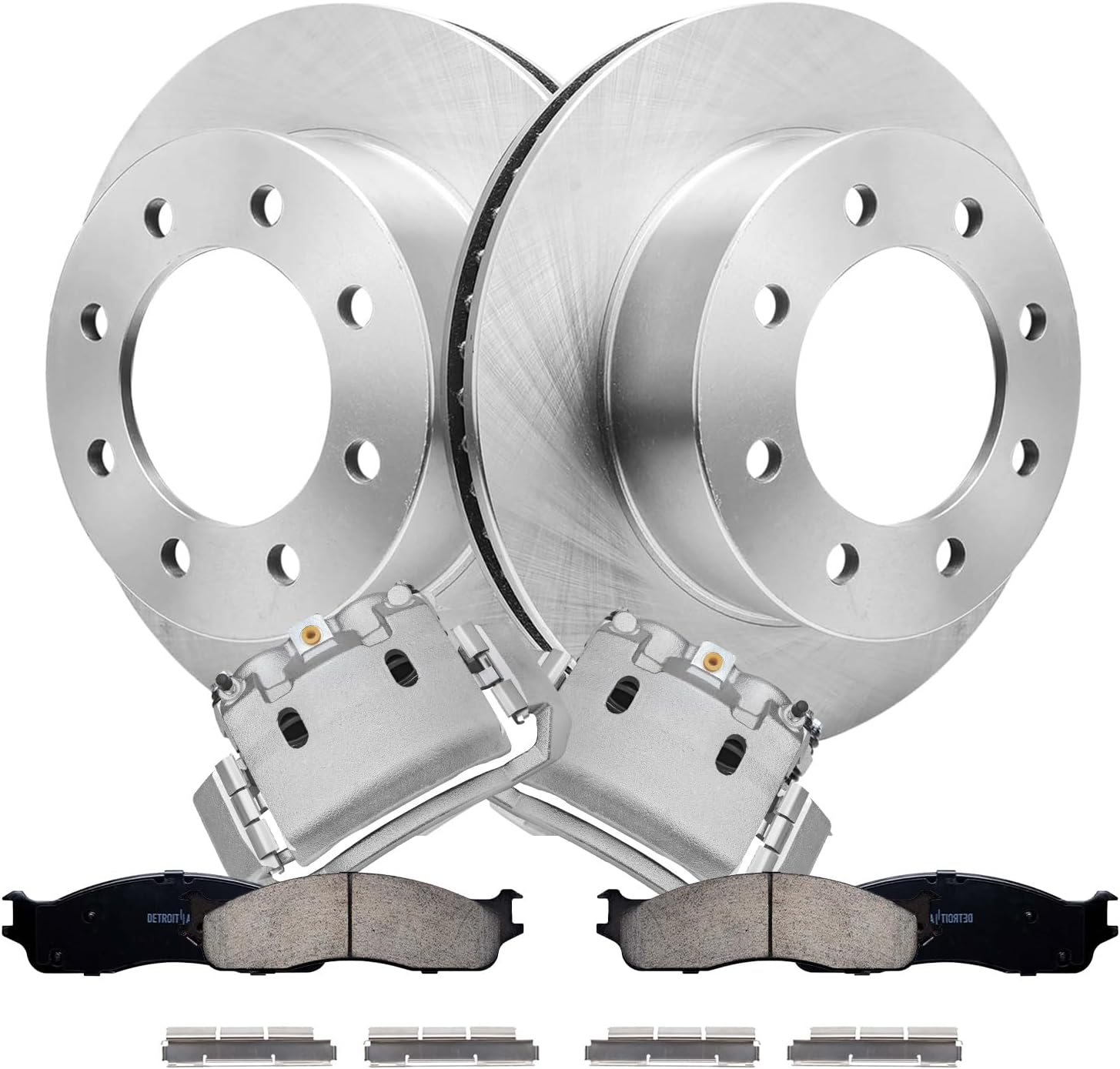 Detroit Axle - Front Brake Kit for 03-08 Dodge Ram 2500 3500, 13.91'' inch Disc Brake Rotors Brake Calipers Ceramic Brake Pads 2003 2004 2005 2006 2007 2008 Replacement