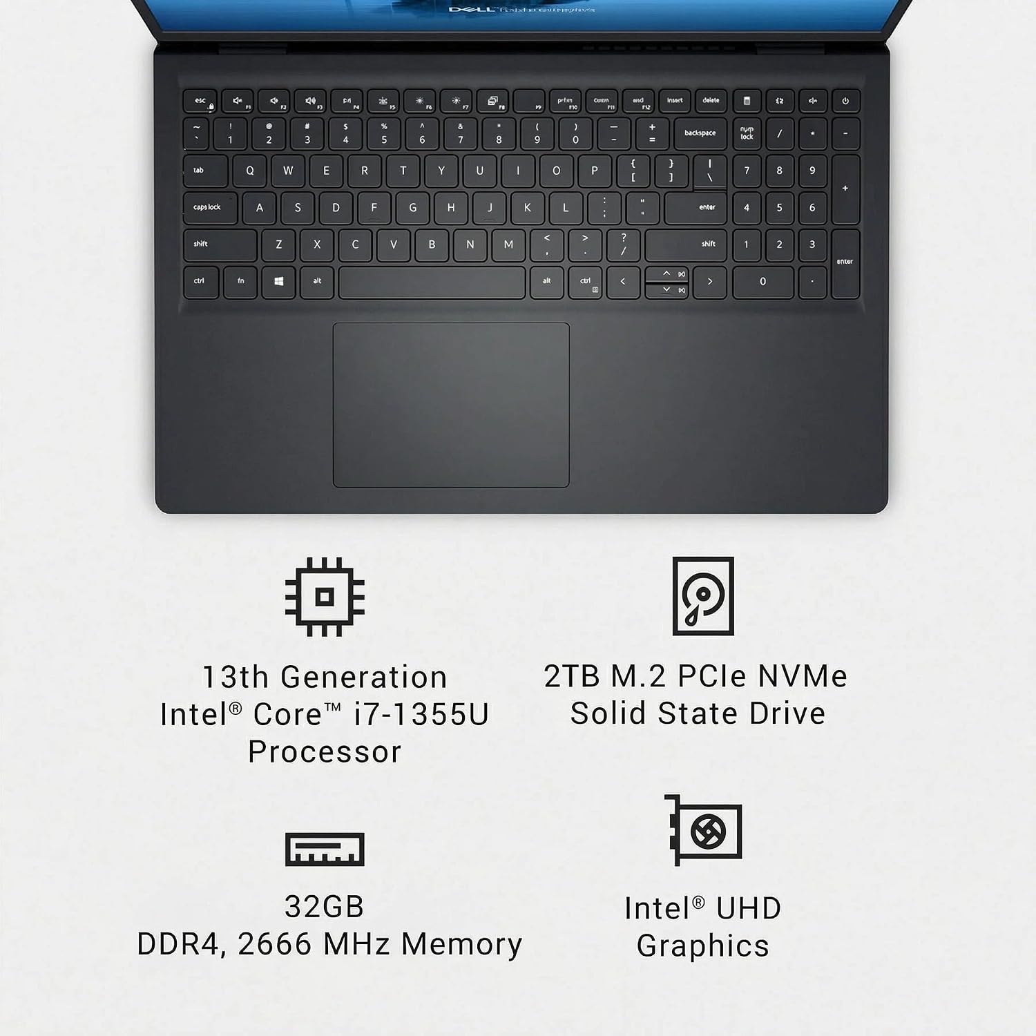 Dell 15 Laptop Touchscreen DC15250, Intel 13th Gen i7-1355U(10-Core), 15.6-inch FHD Anti-Glare Display, 32GB RAM, 1TB SSD, Intel UHD Graphics, Windows 11 Pro, Wi-Fi 6, Long Battery Life