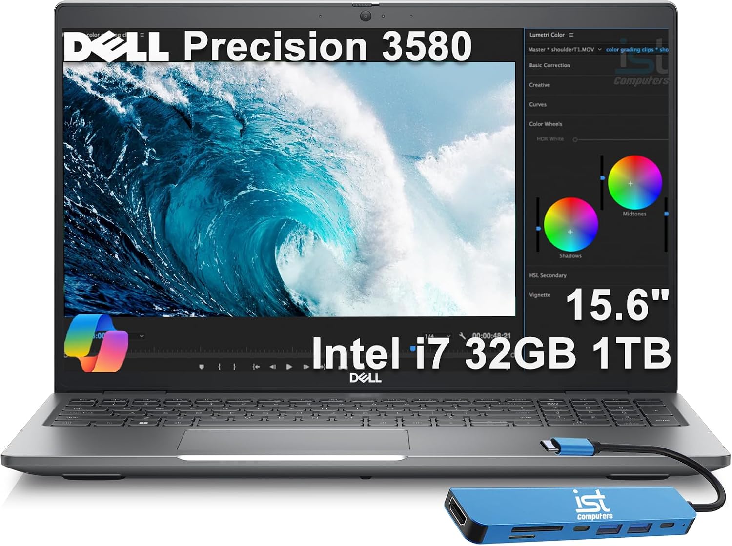 Dell Precision 3580 Mobile Workstation Laptop (15.6' FHD Touchscreen, Intel 10-Core i7-1355U, 32GB RAM, 1TB SSD) for Business, Engineer, IST HUB, 1080p IR Webcam, 2xThunderbolt 4, Wi-Fi 6E, Win 11 Pro