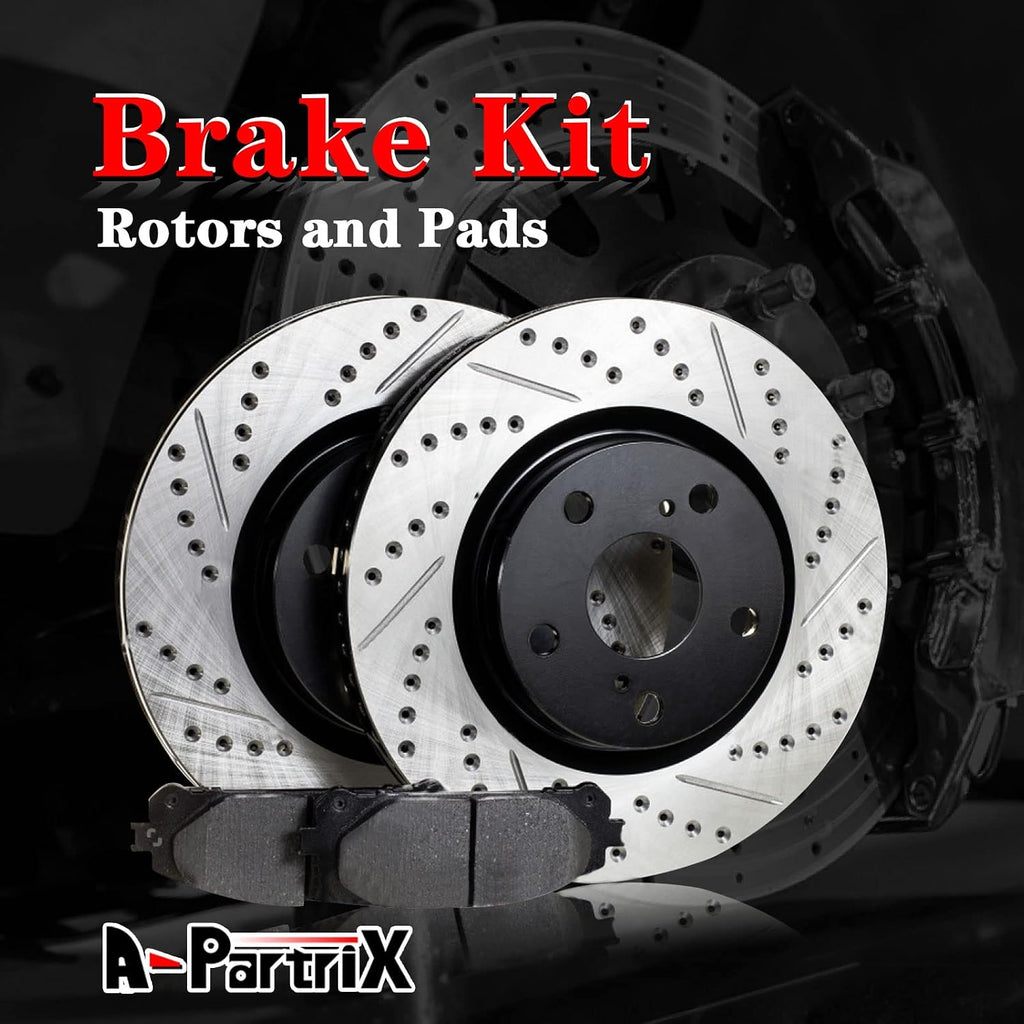 Brakes and Rotors - Front Brake Pads and Rotors Kit, Front Automotive Replacement Brake Kit, Break Pad and Break Rotor fits Honda Accord 2003-2007 fits Honda Civic 2006-2011