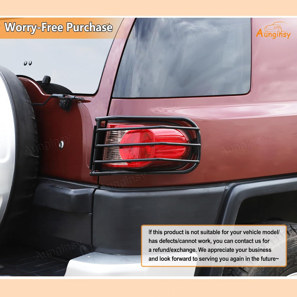 Car Front Fog Light & Taillight Guard Cover Kit Compatible with Toyota FJ Cruiser 2007-2021+, Front Fog Lamp Guards Rear Tail Light Decorative Frame Bezels Protection Carbon Steel Exterior Accessories
