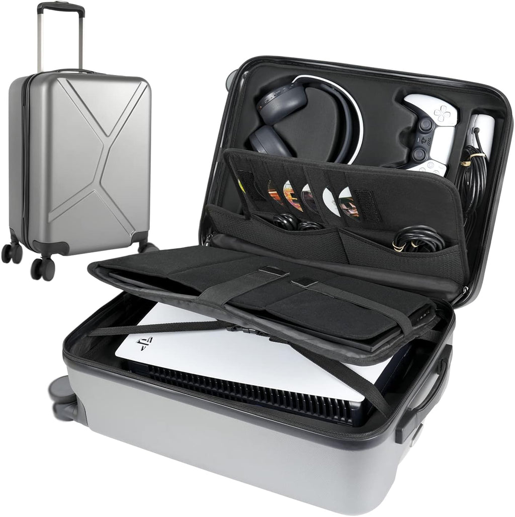 SARLAR Carrying Case Compatible with PS5, Travel Carry Bag Storage for Controllers, Monitor, Headsets, Gaming discs, Charger, & Accessories