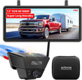 AUTO VOX Wireless Backup Camera Solar Magnetic: with 7.2' DVR 1080P 2 Split Recording Monitor, Dual Antenna Stable Signal,IP69K & 1-Min Install,HD IR Night Vision for Truck, Trailer, RV, Camper