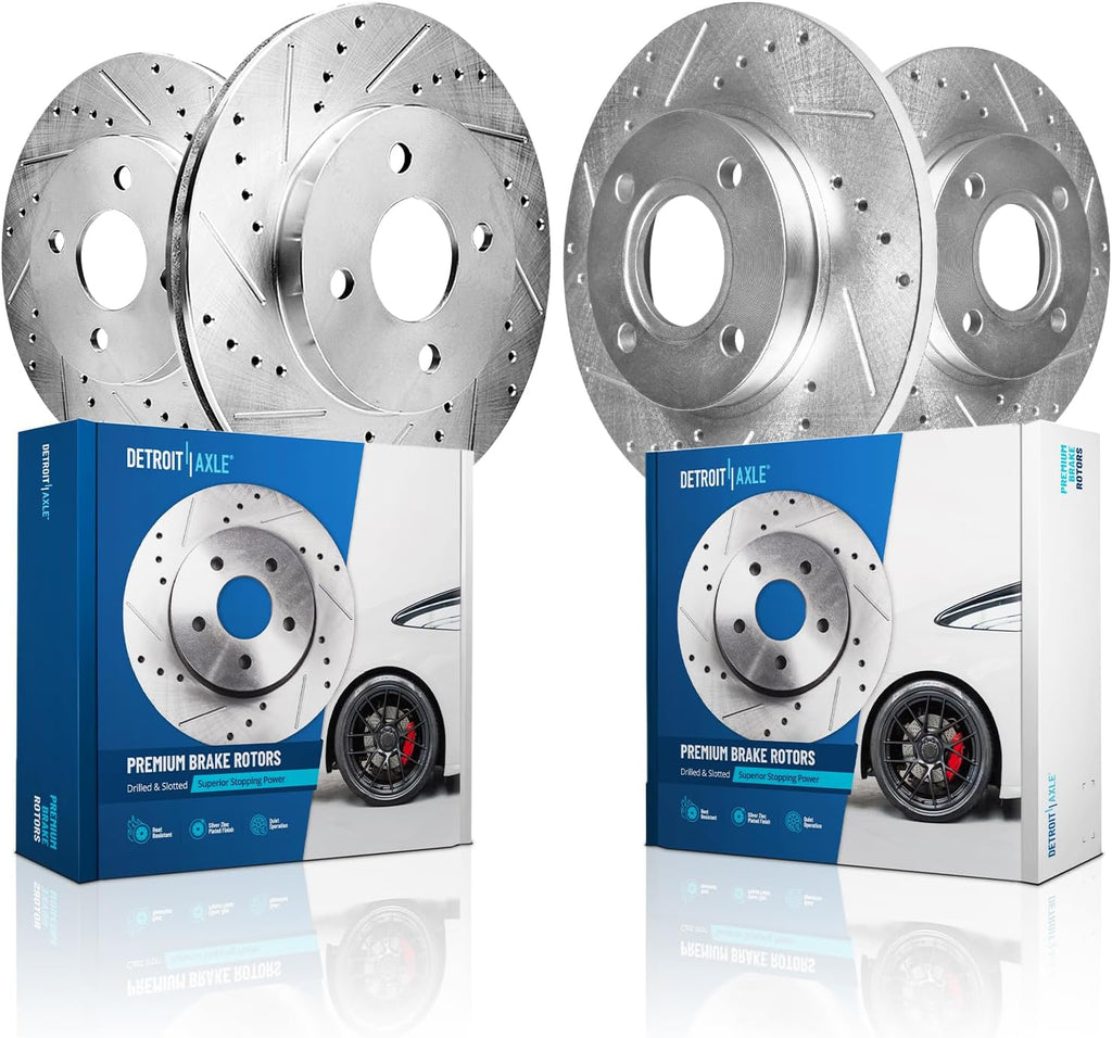 Detroit Axle - Brake Rotors for 2018-2022 Ford Ecosport, Drilled and Slotted Disc Brake Rotors 2019 2020 2021 Replacement: 11.81' inch Front and 10.67' inch Rear