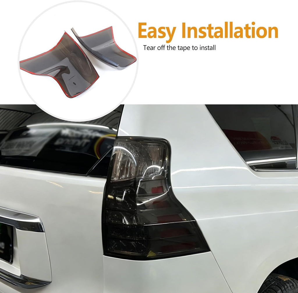 2PCS Car Tail Light Covers Compatible with Lexus GX460 2010-2023 ABS Smoked Black Rear Headlight Cover Protective Light Exterior Accessories