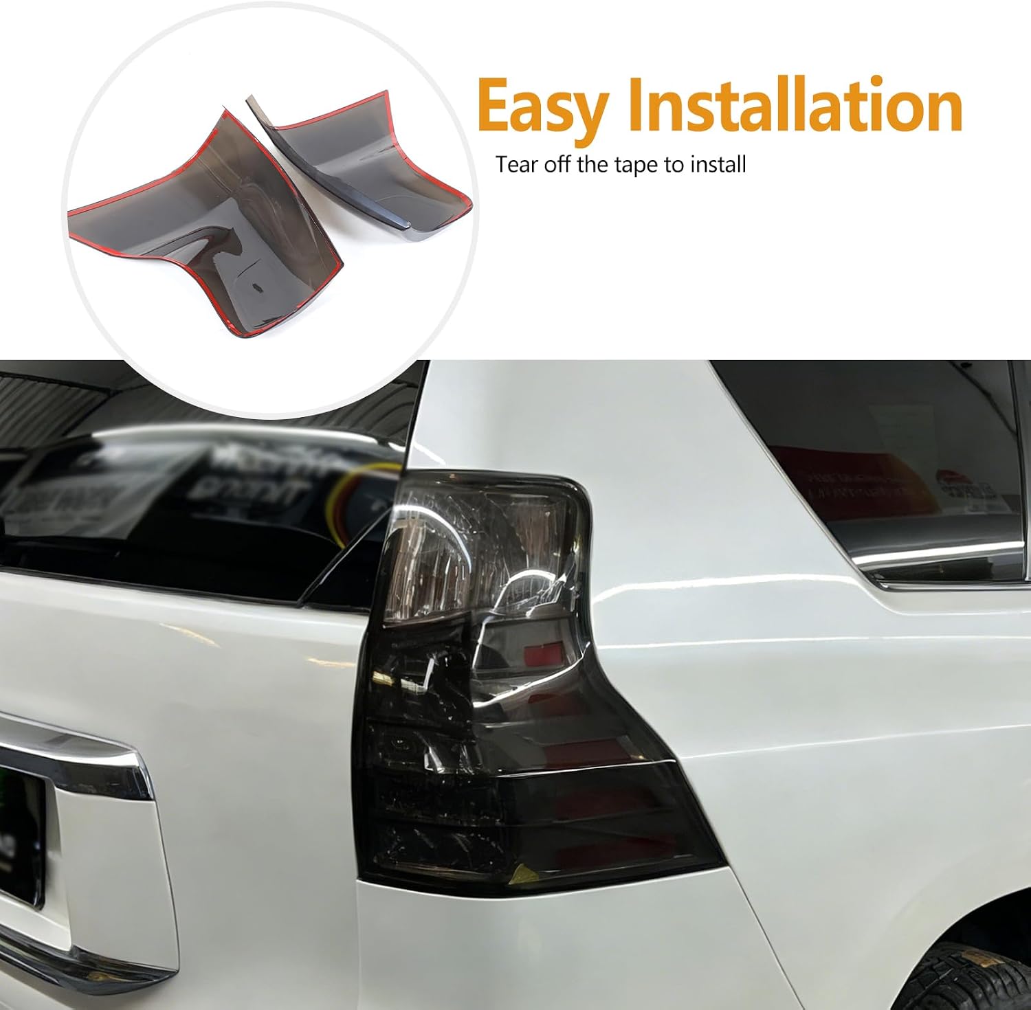 2PCS Car Tail Light Covers Compatible with Lexus GX460 2010-2023 ABS Smoked Black Rear Headlight Cover Protective Light Exterior Accessories