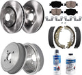 Detroit Axle - Brake Kit for Rear Drum Brakes 02-05 Toyota Celica Front Disc Rotors Ceramic Pads 2002-05 Drums Semi-metallic Shoes Replacement