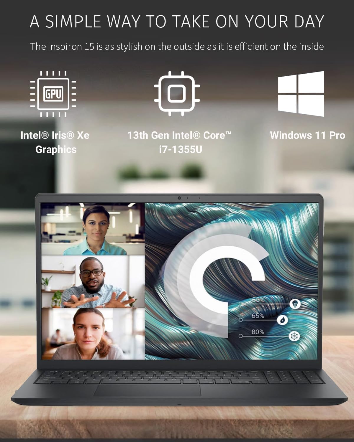 Dell Inspiron 3530 15.6' FHD Touchscreen Laptop Computer, 13th Gen Intel Core i7-1355U 10-Core, 64GB RAM, 2TB SSD, Numeric Keypad, Wi-Fi 6, Webcam, Windows 11 Pro, Carbon Black