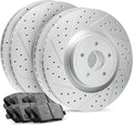 R1 Concepts Front and Rear Brake Kit Fits 2007 Acura CSX; 2006-2011 Honda Civic| Ceramic Pads, Drilled Slotted Rotors| Hardware| 11.8' Front & 10.2' Rear