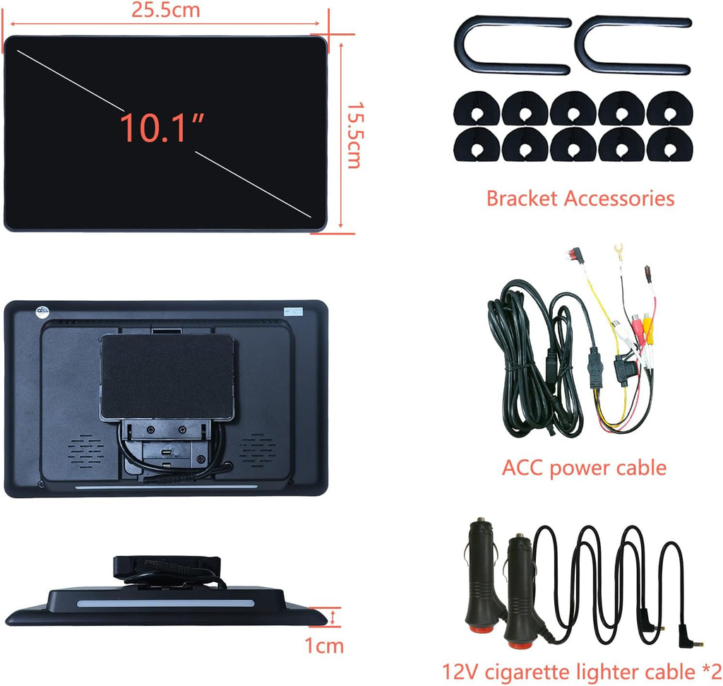 10.1' Car TV Headrest Monitor for Back Seat, 4K Android Tablet Portable Rear Entertainment System, Support Phone Wireless MirrorLink, with WiFi/HDMI/USB/Video Player, 2G+32G (2*PCS)