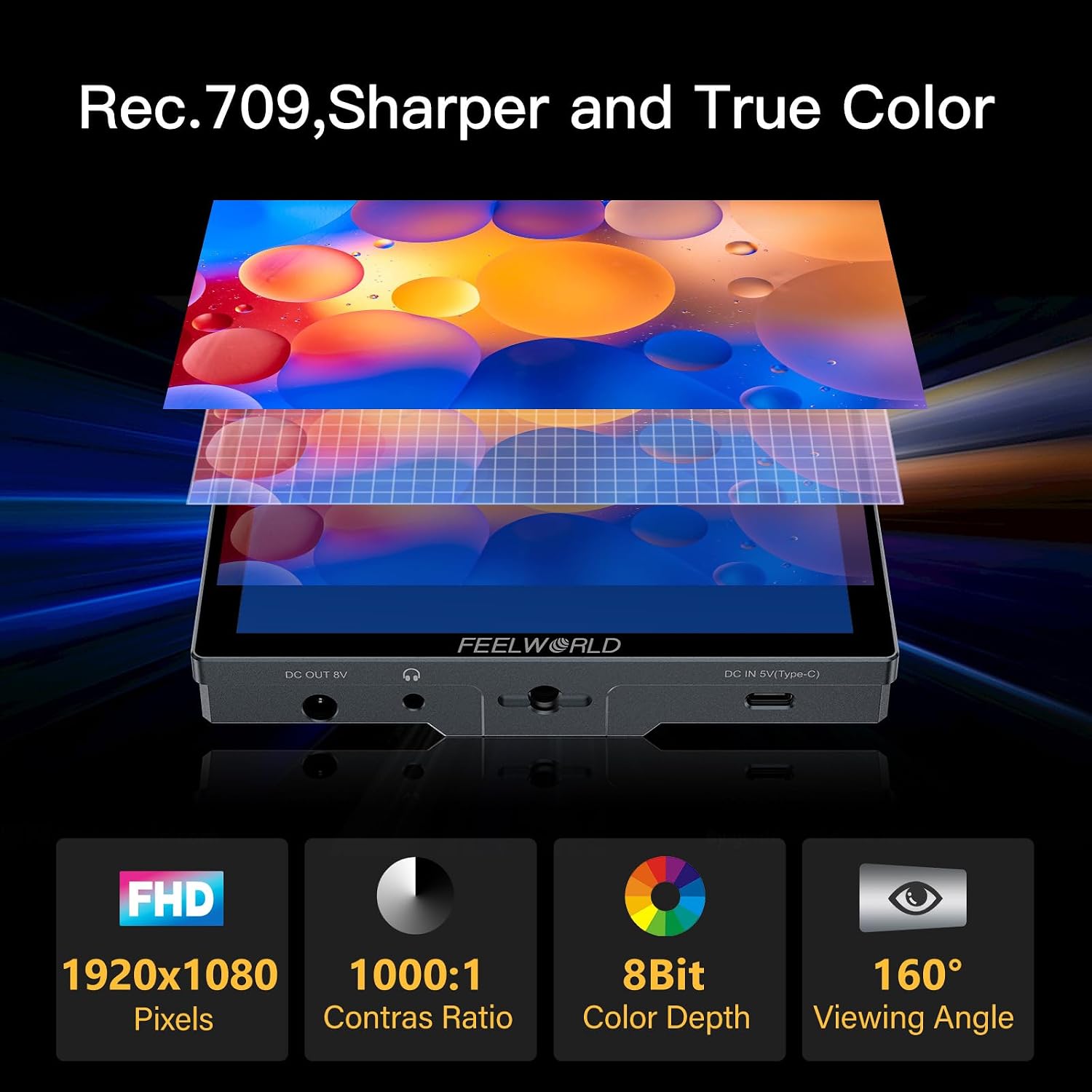 FEELWORLD P6X 5.5 - Inch Touchscreen Aluminium Portable Camera Field DSLR Monitor with 4K HDMI I/O, HDR, Waveform, 3D LUT, 2200mAh Battery, and Carry Case Included