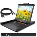 1U Rack Mount KVM Console-19'' Rackmount Monitor Keyboard and Single Port HDMI KVM, 50,000 MTBF,1280X1024 60Hz,17.6×19.9×1.67 Inches(WXDXH),Fit 1U 19'' Rack, 1 USB HDMI Cable,1 Power Cord, 4 Brackets