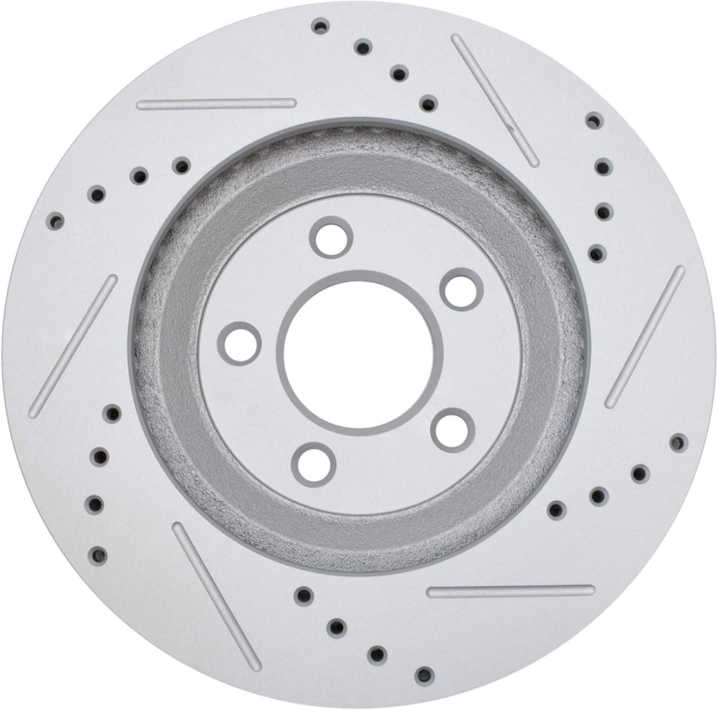 TRQ Performance Front and Rear Brake Rotor Set G Coated Drilled and Slotted Compatible with 2005-2014 Ford Mustang