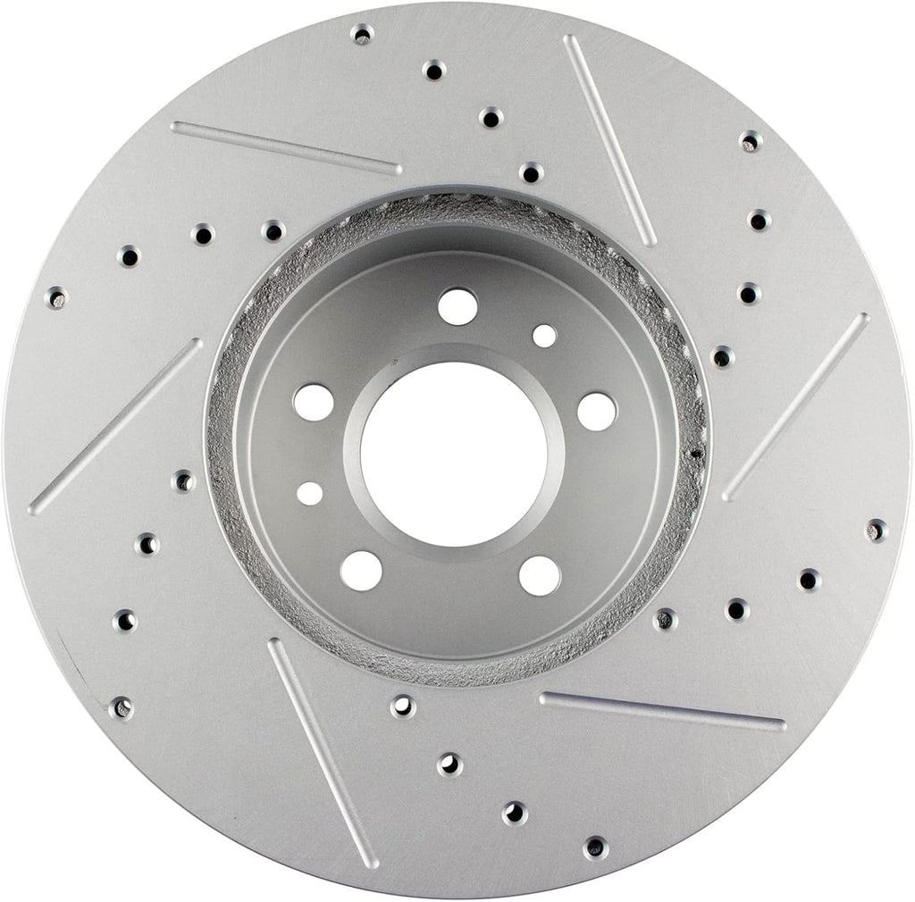 TRQ Performance Front and Rear Brake Rotor Set G Coated Drilled and Slotted Compatible with 1998-2002 Ford Crown Victoria Lincoln Town Car Mercury Grand Marquis
