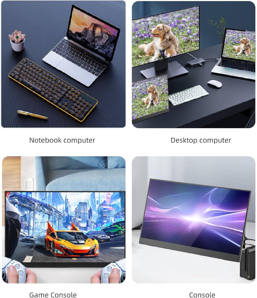 XUMIUZIY Portable Monitor - 15.6 Inch 1080P FHD 120Hz Computer Display, USB C HDMI Gaming Monitor with Stand & Dual Speaker, External Monitors for Laptop, PC, Phone, X Box