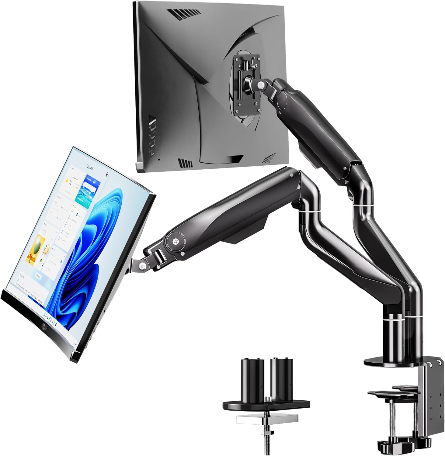 BIZUM Dual Monitor Stand for 17″-42', Heavy Duty Ultrawide Monitor Arm Dual-Monitor Mount VESA Mount with Clamp/Grommet Base, Holds 33.1lbs per Arm, Black