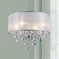 Bestier Modern Elegant Crystal Pendant Drum Chandelier 4 Light Chrome Lighting Fixture LED Ceiling Light Dia 19 in x H 18 in