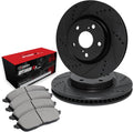 R1 Concepts Front Brake Kit Fits 2006-2011 Honda Civic Coupe Si; 2007-2011 Honda Civic Sedan Si| Optimum Oep Brake Pads and Drilled Slotted Brake Rotors| 11.8' Front