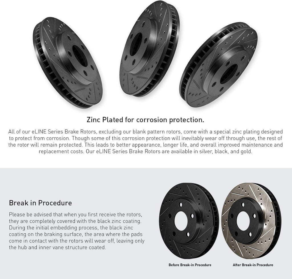 R1 Concepts Front and Rear Brake Kit Fits 2007-2010 Acura CSX; 2006-2011 Honda Civic| Ceramic Brake Pads and Drilled Slotted Brake Rotors| 11.8' Front & 10.2' Rear