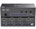 KVM Switch 3 Monitors 3 Computers 8K@60Hz, MLEEDA HDMI + 2* Displayport Triple Monitor KVM Switch with 4 USB 3.0 Ports for Keyboard Mouse Printer, Wired Remote and Power Adapter Included