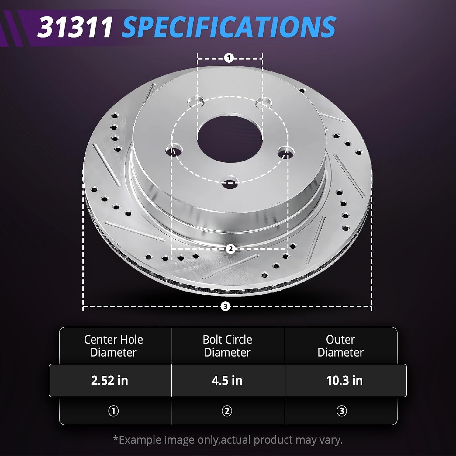 10.3' Front and 10.24' Rear Brake Kit Replacement for Honda Civic 2006 2007 2008 2009 2010 2011, Rotors and Brake Pads Front and Rear, Drilled and Slotted Brakes