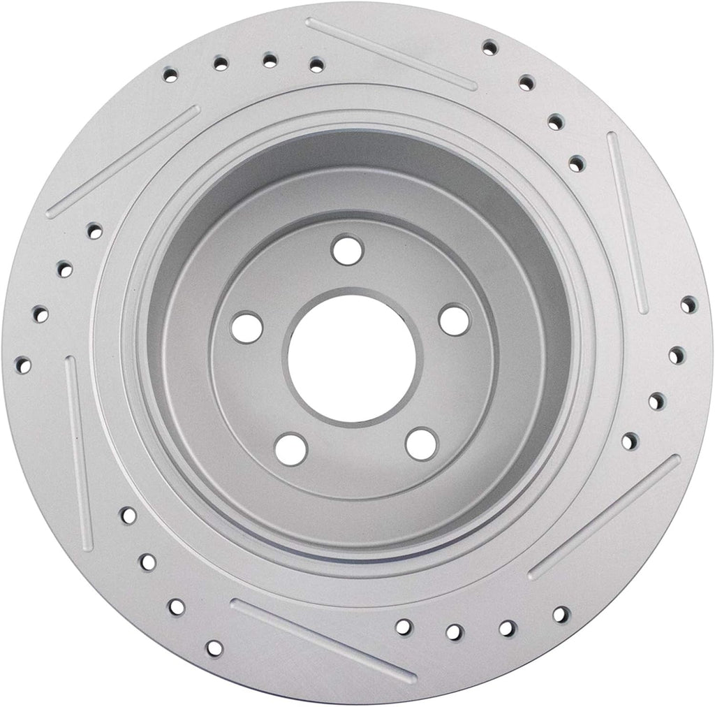 TRQ Performance Front and Rear Brake Rotor Set G Coated Drilled and Slotted Compatible with 2000-2004 Subaru Legacy 2001-2004 Outback 2003-2006 Baja