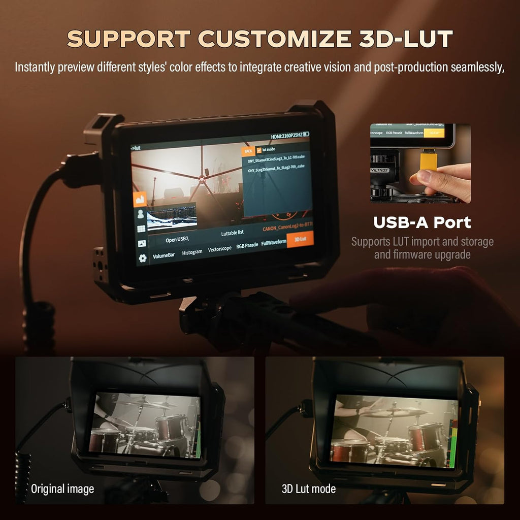 VILTROX DC-X3 Cage 6' SDI Camera Field Monitors 2000nits Super Bright Daylight Viewable External Monitor for 4k HDMI DSLR Touchscreen Monitor for Sony Canon Nikon with Sunshield 2200 MAh Battery