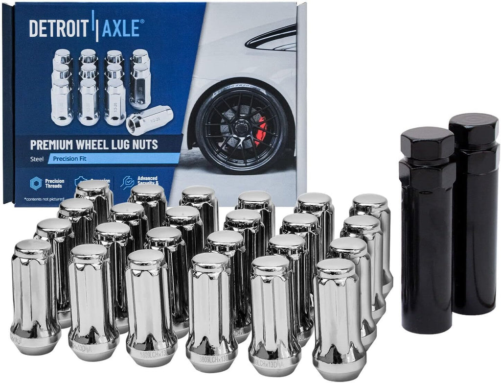 Detroit Axle - Rear Disc Rotors & Brake Pads + 24pc Wheel Lug Nuts w/keys Replacement for Chevy Traverse GMC Acadia Buick Enclave Outlook - 30pc Set