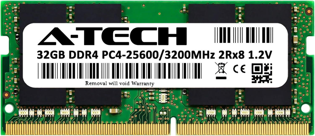 A-Tech 32GB DDR4 3200 MHz SODIMM PC4-25600 (PC4-3200AA) CL22 2Rx8 Non-ECC Laptop RAM Memory Module
