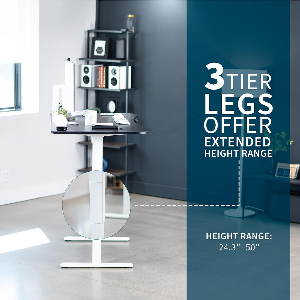 VIVO Electric 63 x 32 in Dual Motor Standing Desk, Memory Height Adjustment, 2B Series, Black Carbon Fiber Top White Frame, DESK-KIT-2W1R