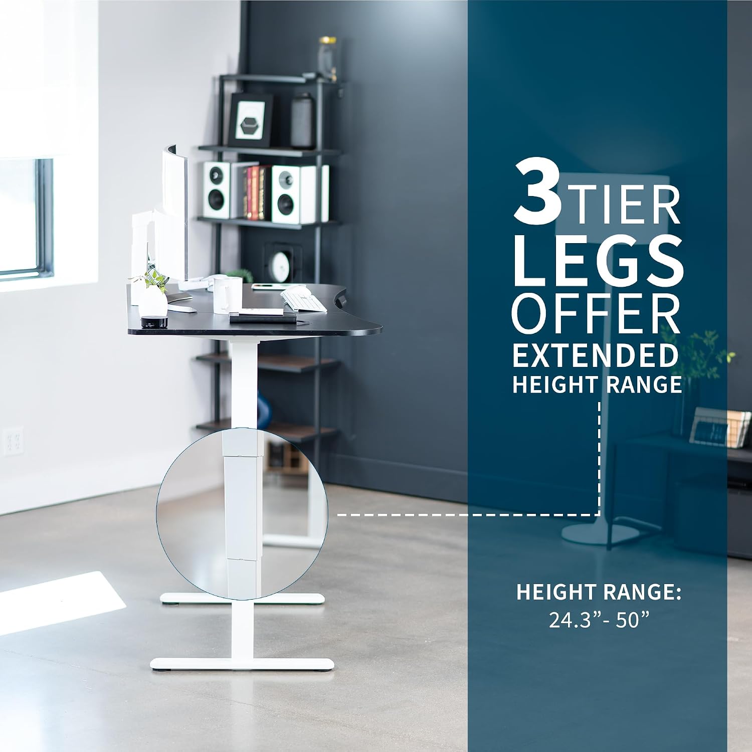 VIVO Electric 63 x 32 in Dual Motor Standing Desk, Memory Height Adjustment, 2B Series, Black Carbon Fiber Top White Frame, DESK-KIT-2W1R
