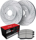 R1 Concepts Front Brake Kit Fits 2006-2011 Honda Civic Coupe Si; 2007-2011 Honda Civic Sedan Si| Optimum Oep Brake Pads and Drilled Slotted Brake Rotors| 11.8' Front