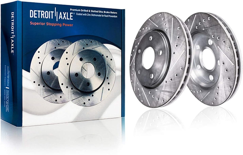Detroit Axle - 11.4'' Front and 12.13'' Rear Drilled Slotted Disc Brake Rotors Replacement for 2004-2017 Nissan Quest - 4pc Set