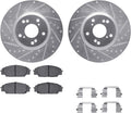 Dynamic Friction Company Front Brake Kit Fits 2002-2006 Acura RSX; 2007-2010 Acura CSX; 2006-2011 Honda Civic| 5000 Euro Ceramic Pads, Drilled Slotted Rotors| Hardware| 11.8' Front