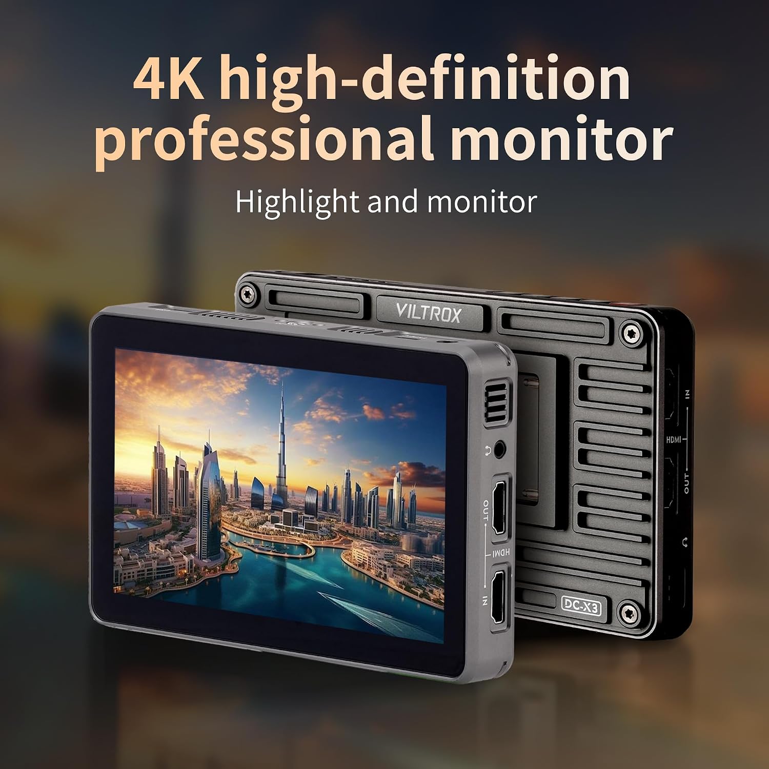VILTROX Camera Field Monitor 4K 2000Nits 6 Inch Touchscreen Camera Monitor, Full HD 1920x1080 Video Monitoring, 3D Lut, 3G-SDI, Focus Peaking, with Sunshade Hood and Battery for Sony Canon Nikon