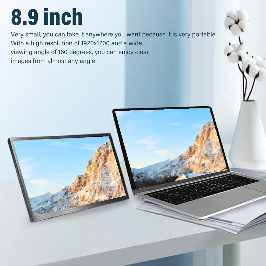 8.9 Inch Touchscreen Monitor, 1920x1200 Portable Screen, for HDMI LCD Display 160 Degrees Full View Display Panel for RPi 4 3 2 for Zero B A for for OS X