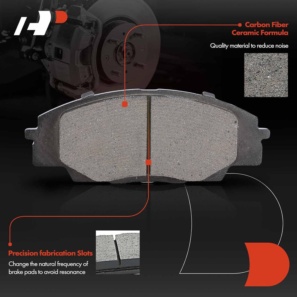 A-Premium 11.81 inch (300mm) Front Drilled and Slotted Disc Brake Rotors + Ceramic Pads Kit Compatible with Select Honda and Acura Models - Civic 2006-2011, CSX 2007-2010, RSX 2002-2006, 2.0L 6-PC Set