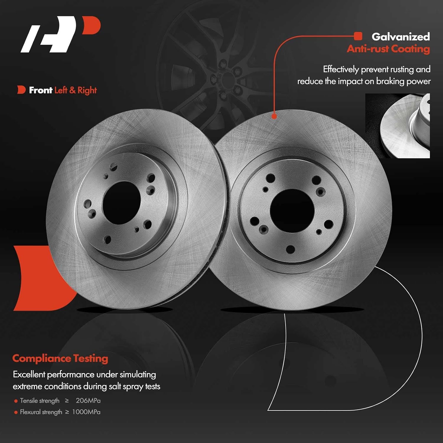 A-Premium 11.81 inch (300mm) Front Vented Disc Brake Rotors + Ceramic Pads Kit Compatible with Select Honda and Acura Models - Civic 2006-2011, CSX 2007-2010, RSX 2002-2006, 2.0L, 6-PC Set