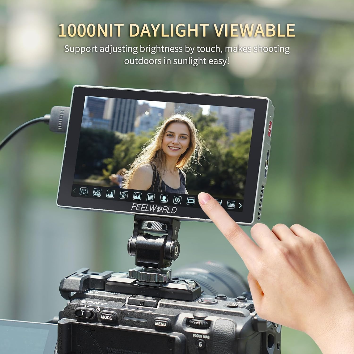 FEELWORLD P6X 5.5 inch 1000nit Aluminium Camera Field DSLR Monitor Touchscreen High Brightness Portable Waveform LUT HDR 4K HDMI Input and Output Weight 249g
