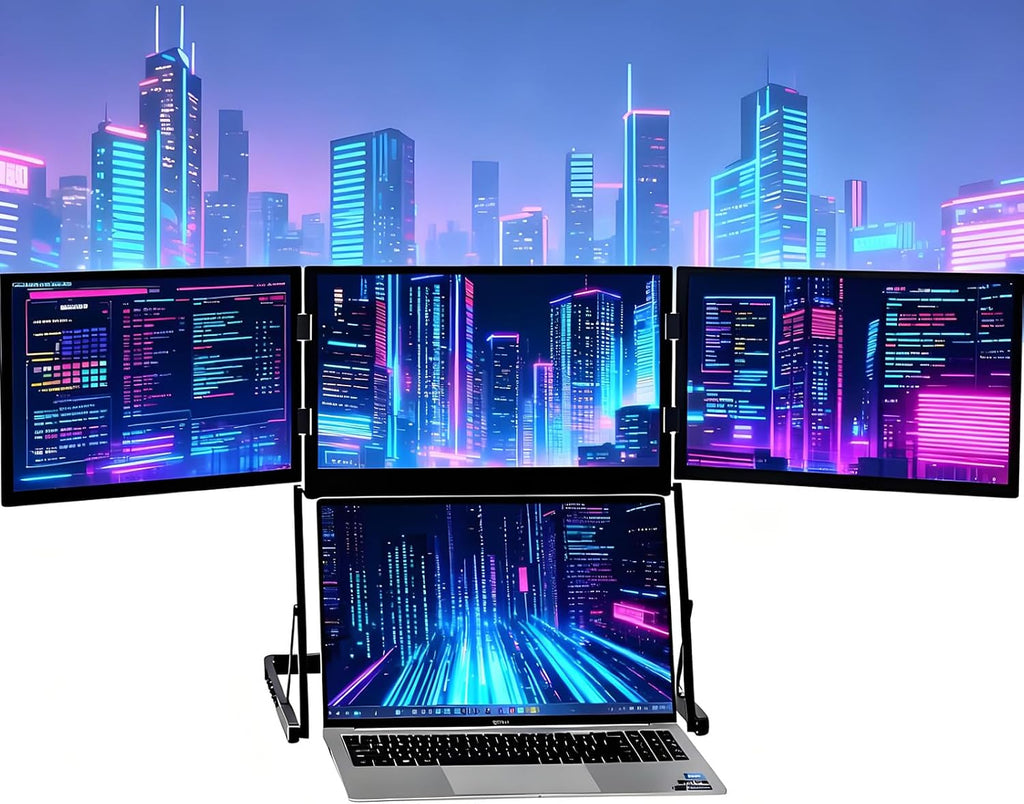 15.6' 1080P Tri-Fold Laptop Extended Monitor,for Win Mac Chrome Android Switch,One Cable Connection Laptop Screen Extender Monitor