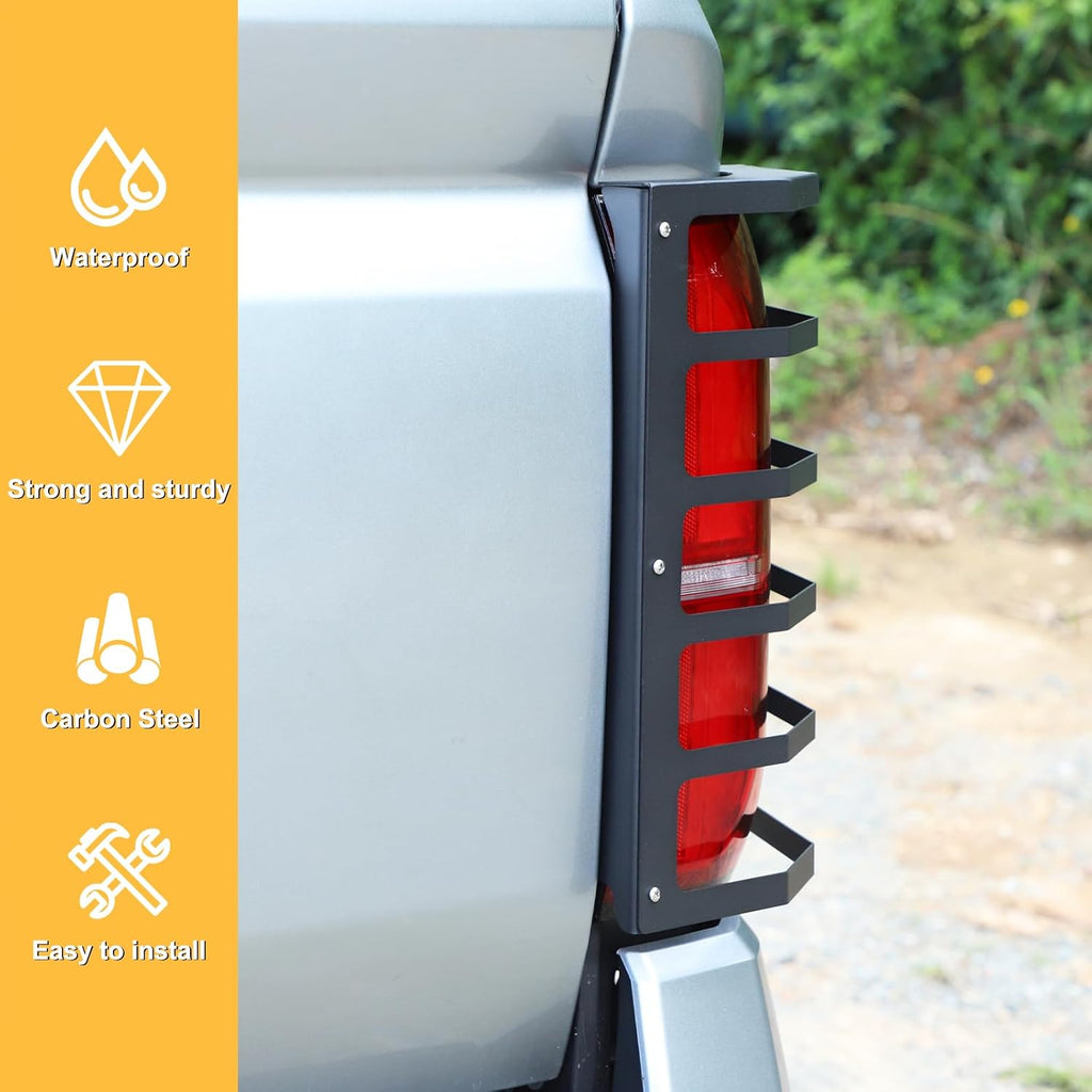 Tail Light Protective Metal Cover Compatible with Toyota Tacoma 2024 2025 2026 No Powered Gate, Carbon Steel Car Exterior Protection Accessories