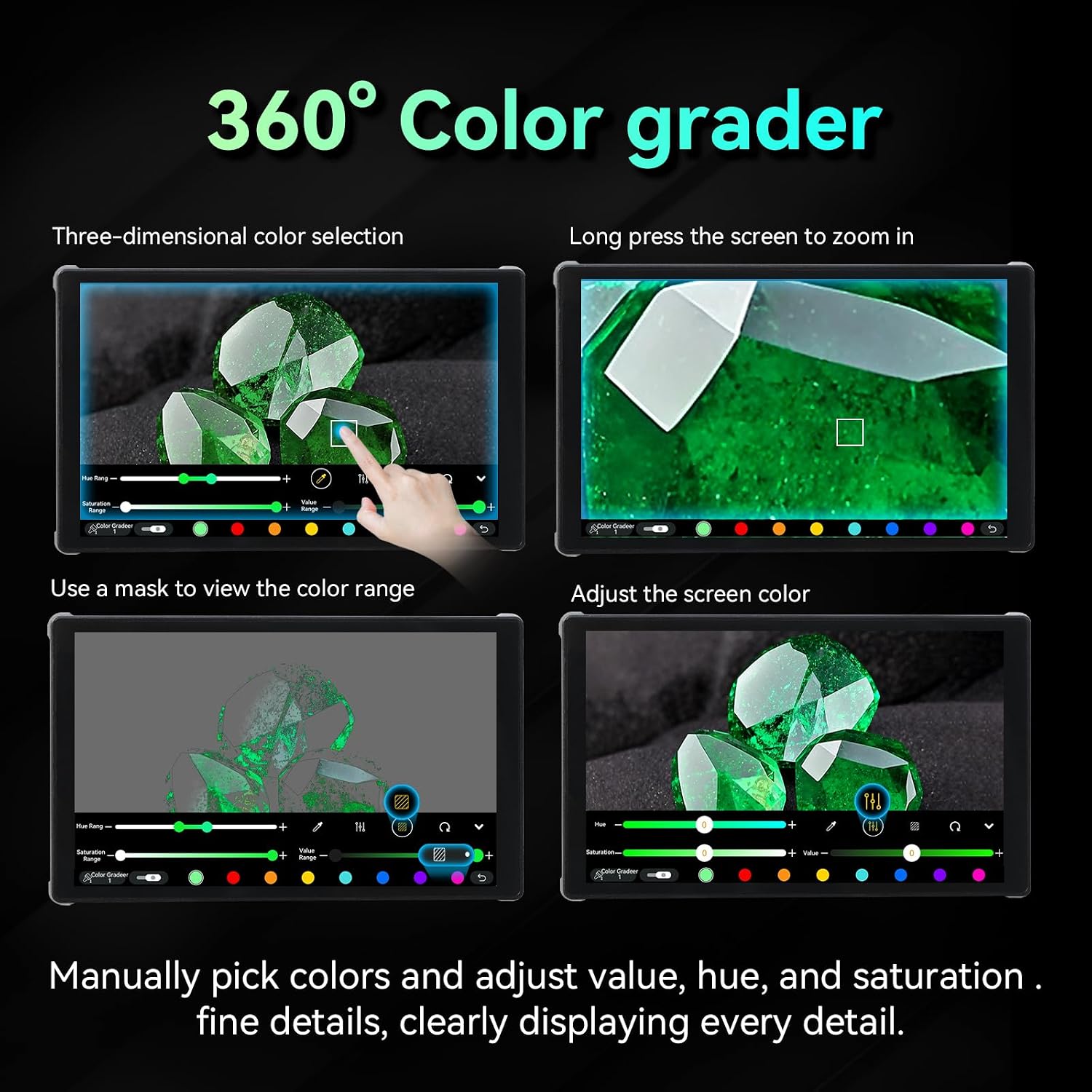 Portkeys PT5 III Camera Monitor 5.4' 800nits Field Monitor with USB 3.0 Type-C Port Support Waveform, Histogram, Peaking, False Color, and 3D LUT Function for DSLR Camcorder with NP-F550 Battery