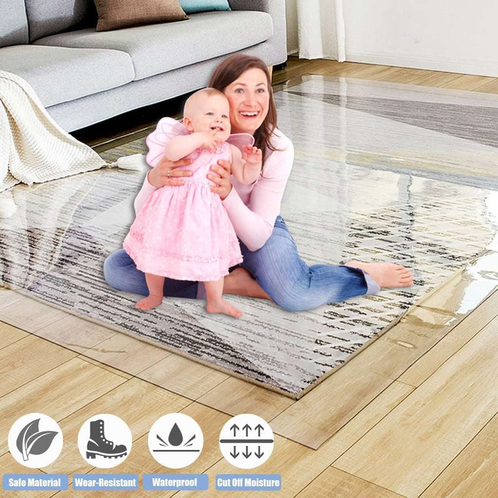 Vinyl Clear Desk Chair Mat for Carpet, Wood/Tile Floor Protector, Kitchen Countertop Mat Tabletop Cover Furniture/Cabinet/Shelf Top Protection Pad, Runner Rug Non-Slip (Color : Clear, Size : 2x8ft